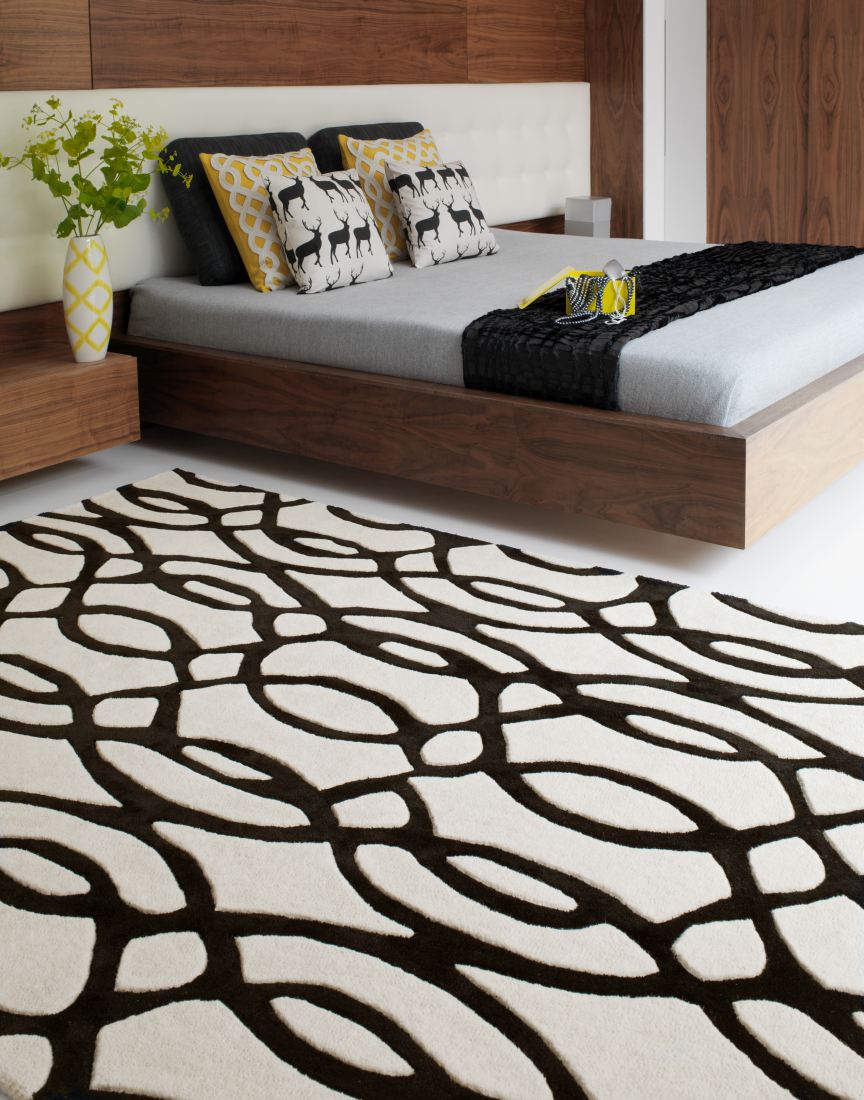 Matrix Geometric Wool Rug - Wire White  MAX35