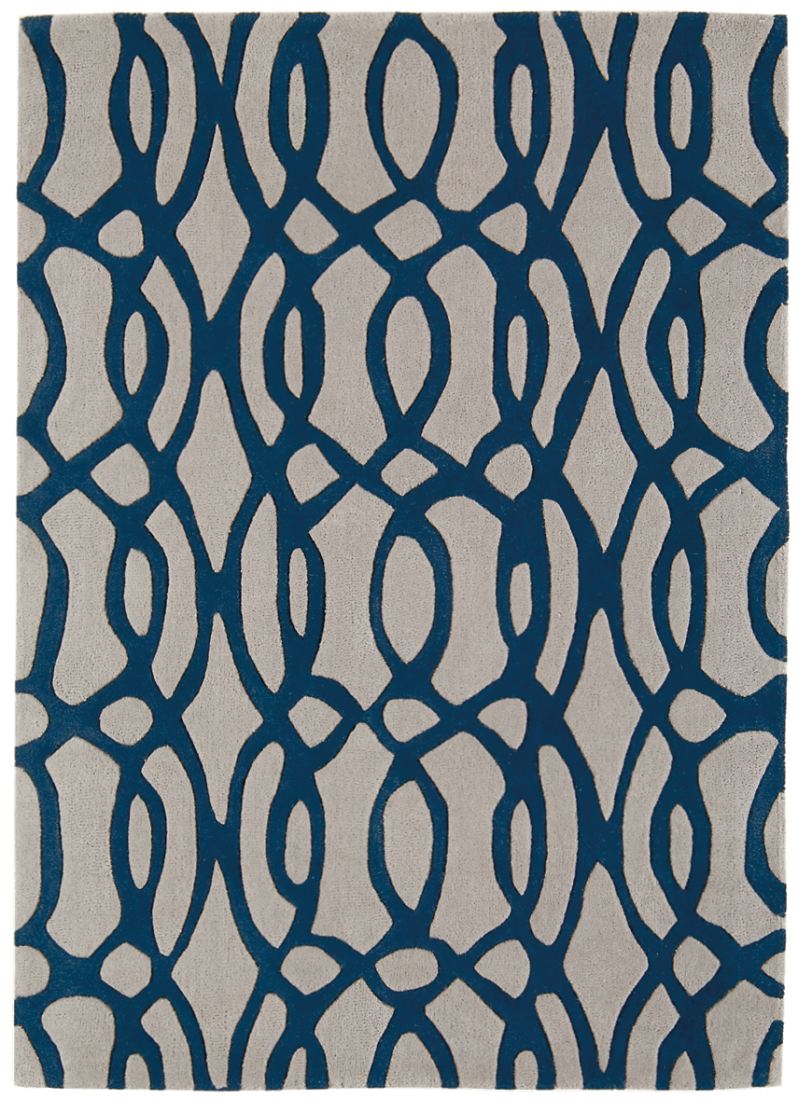 Matrix Geometric Wool Rug - Wire Blue MAX36