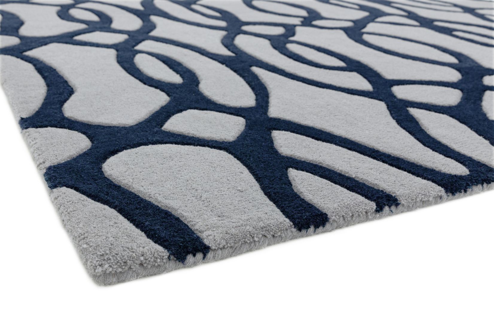 Matrix Geometric Wool Rug - Wire Blue MAX36