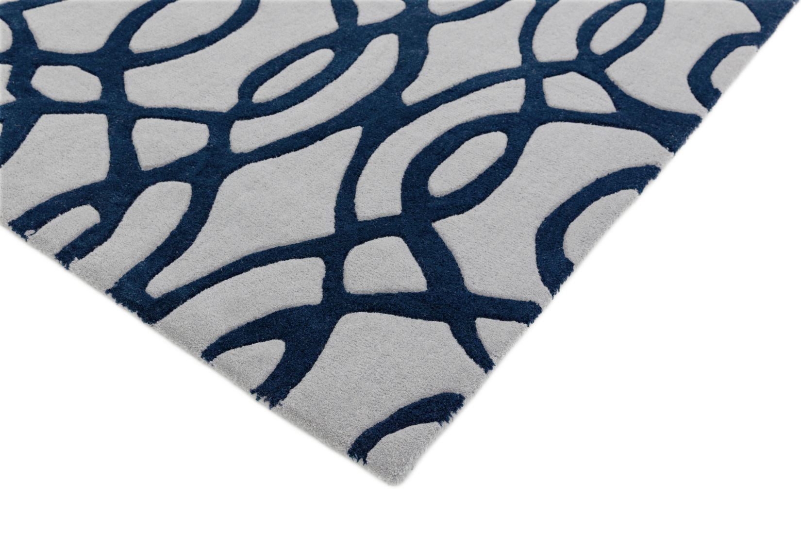 Matrix Geometric Wool Rug - Wire Blue MAX36