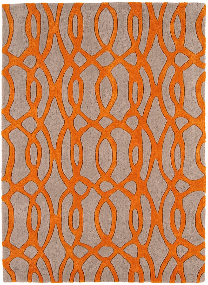 Matrix Geometric Wool Rug - Wire Orange MAX37