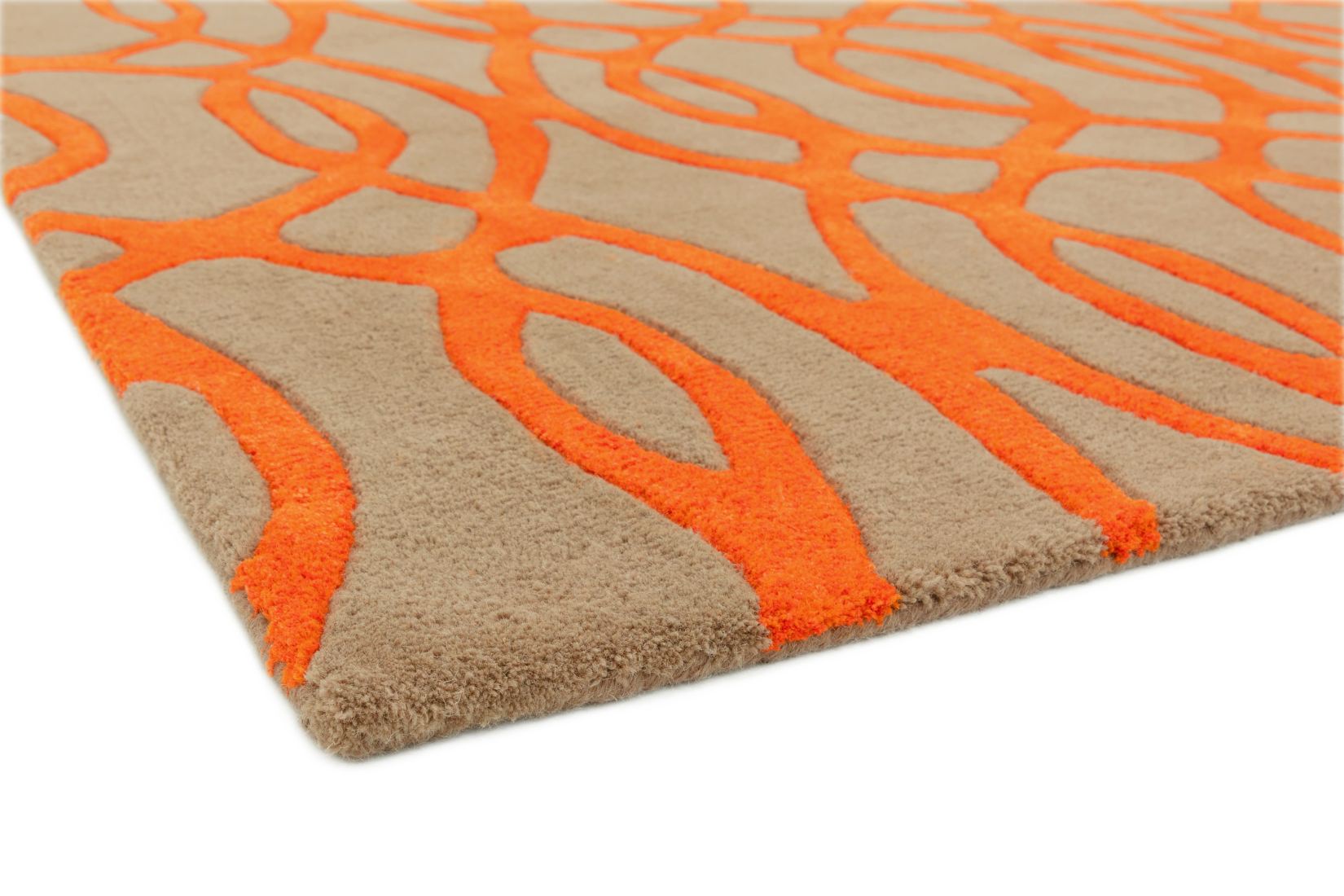 Matrix Geometric Wool Rug - Wire Orange MAX37