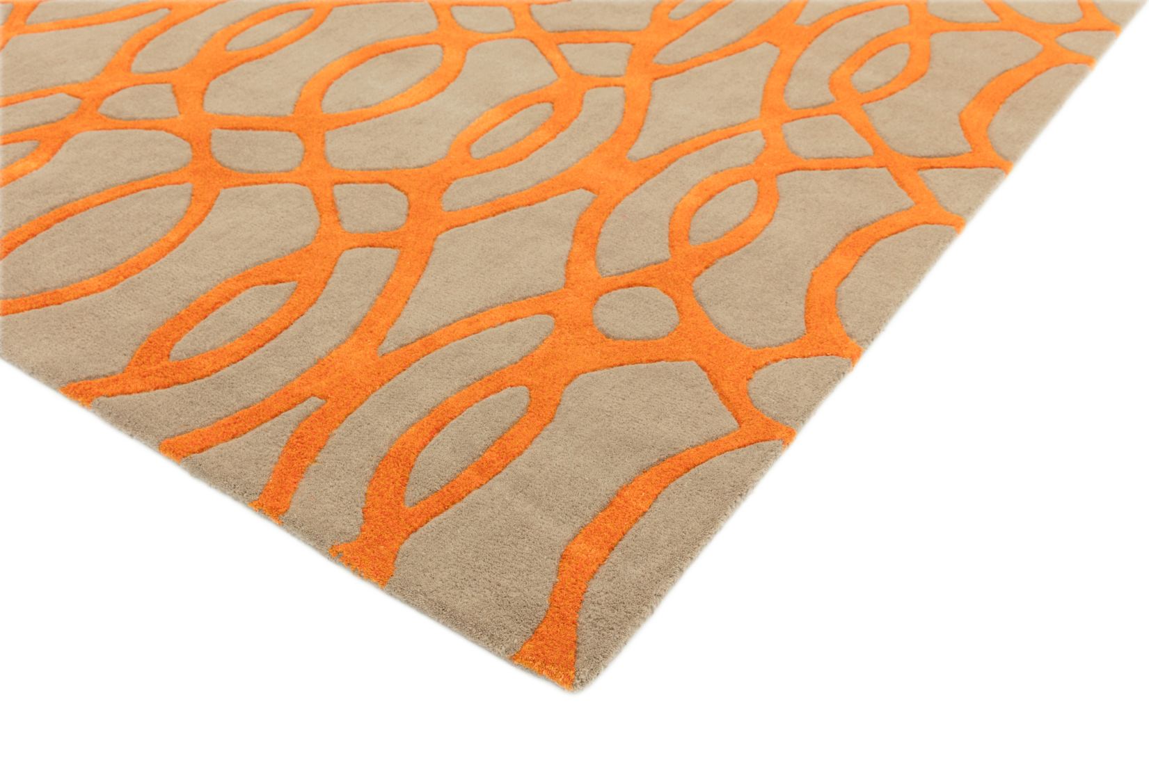 Matrix Geometric Wool Rug - Wire Orange MAX37