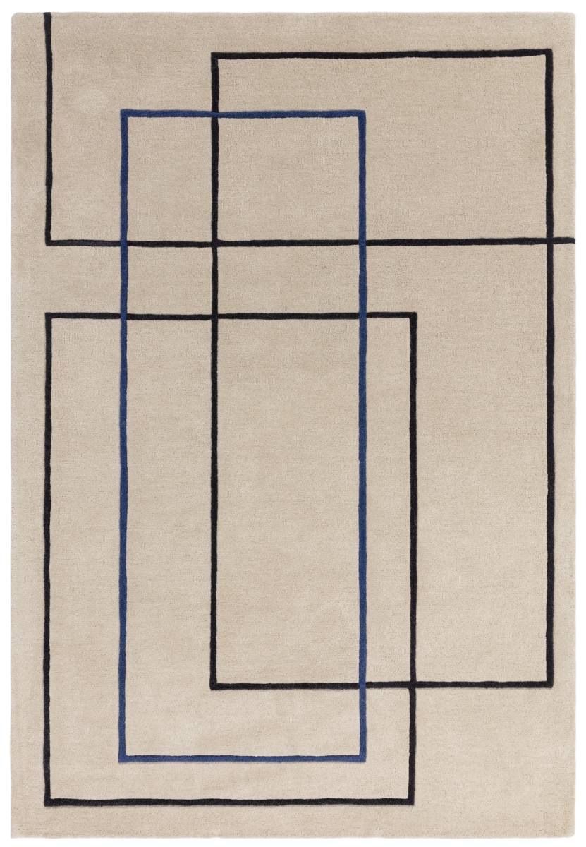 Reef Geometric Wool Rug - Outline Blue RF19