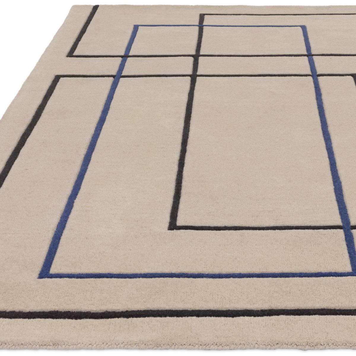 Reef Geometric Wool Rug - Outline Blue RF19