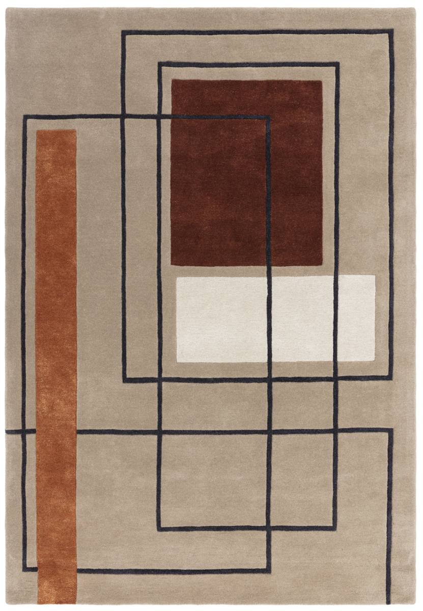 Reef Geometric Wool Rug - Outline Terracotta RF20