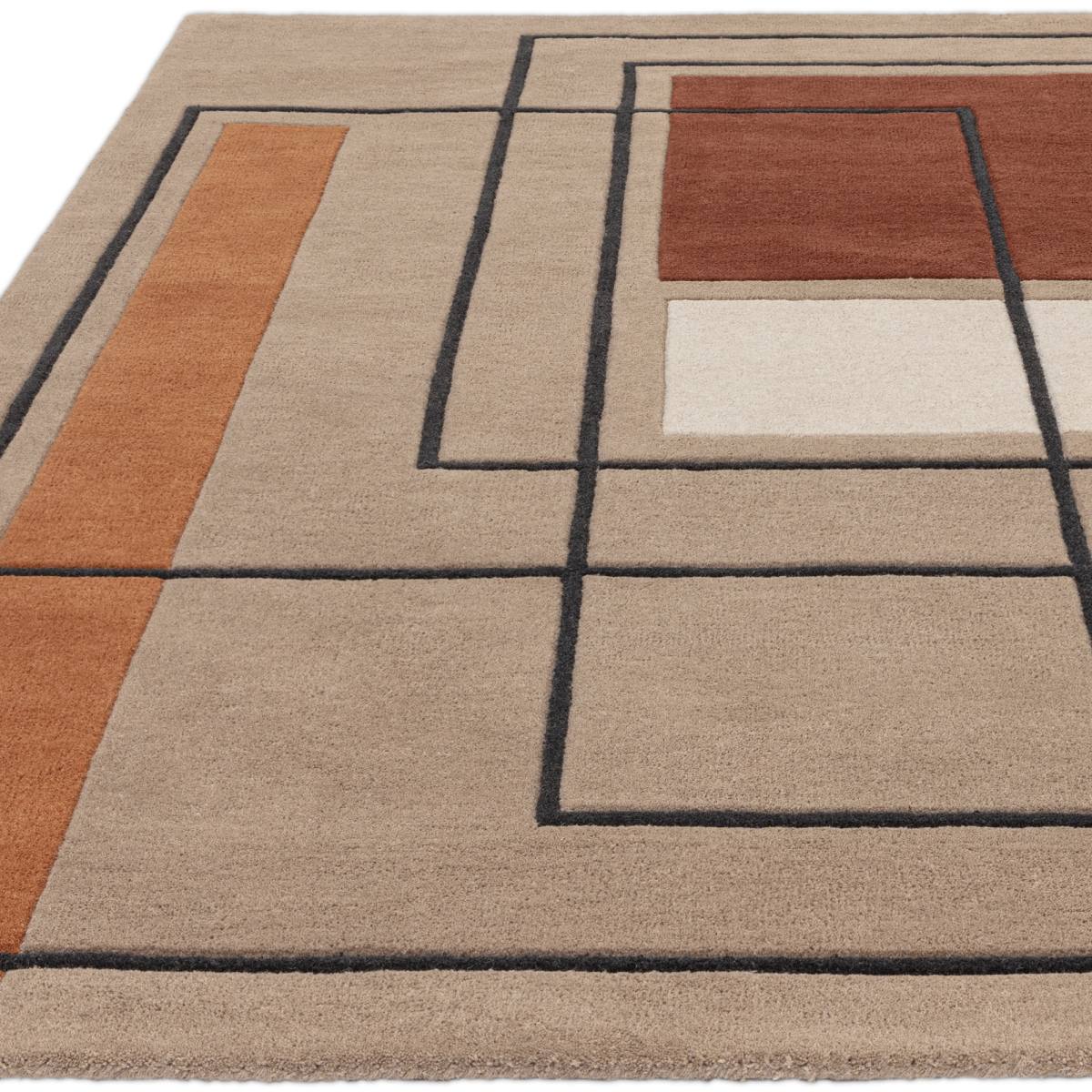 Reef Geometric Wool Rug - Outline Terracotta RF20