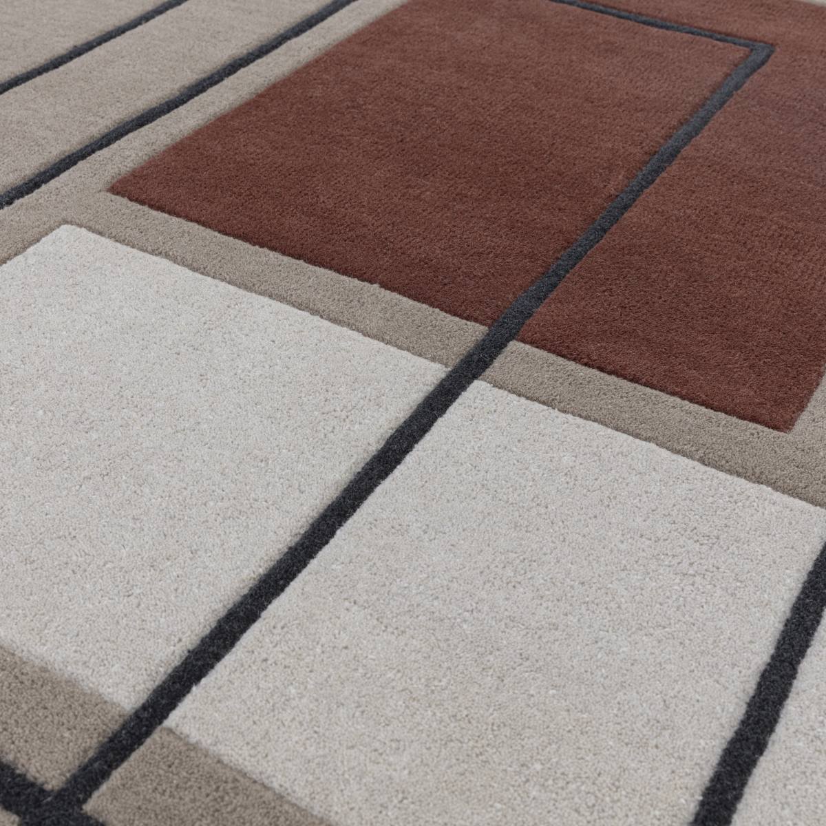 Reef Geometric Wool Rug - Outline Terracotta RF20