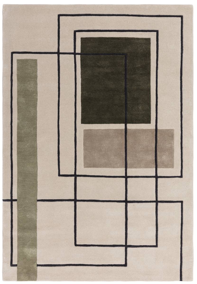 Reef Geometric Wool Rug - Outline Khaki RF21