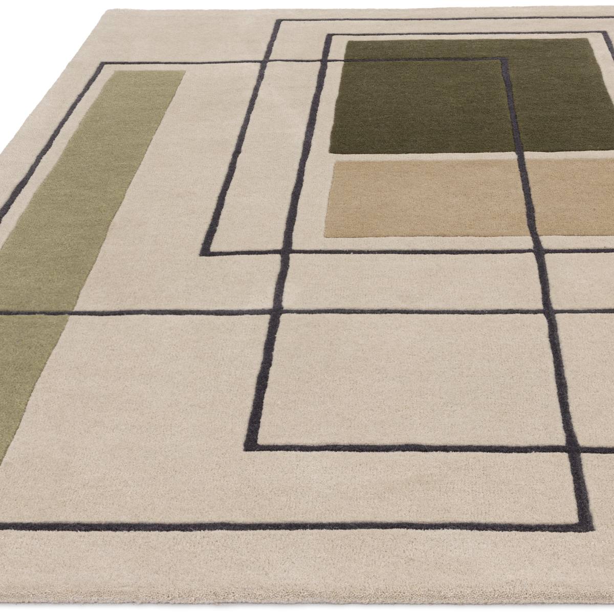 Reef Geometric Wool Rug - Outline Khaki RF21