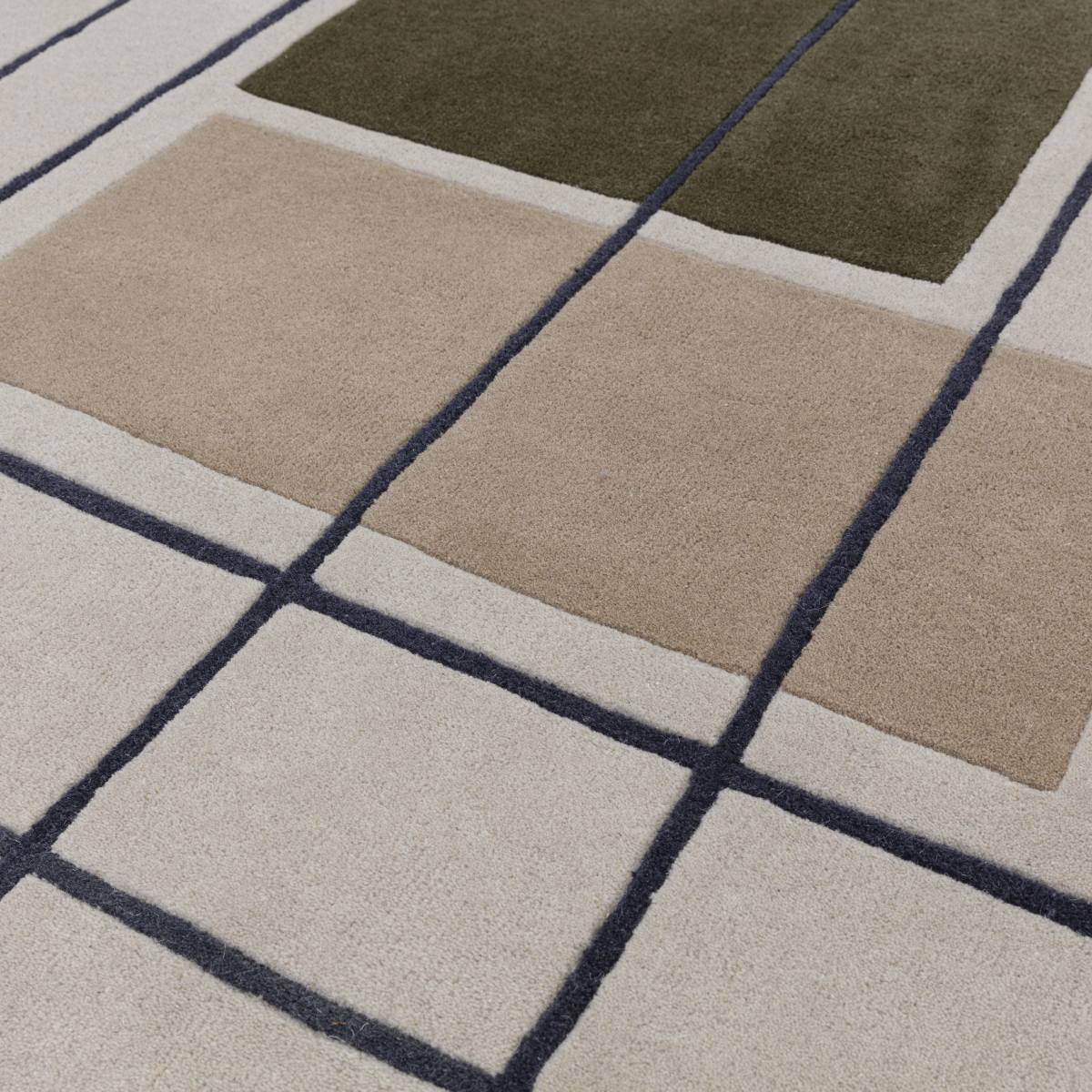 Reef Geometric Wool Rug - Outline Khaki RF21