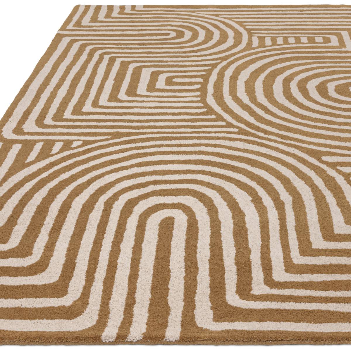 Reef Geometric Wool Rug - Curve Ochre RF28 Reef Geometric Wool Rug - Curve Ochre RF28