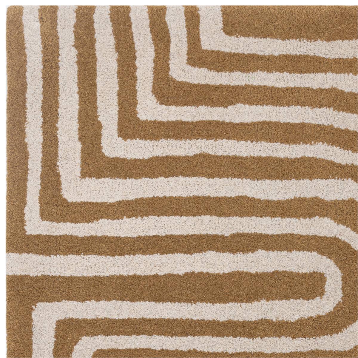 Reef Geometric Wool Rug - Curve Ochre RF28