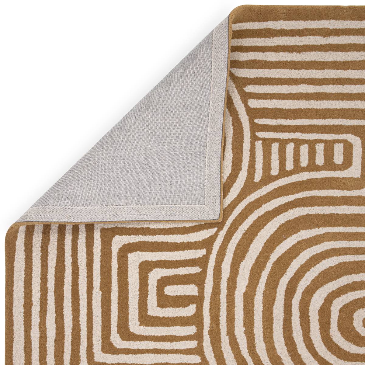 Reef Geometric Wool Rug - Curve Ochre RF28