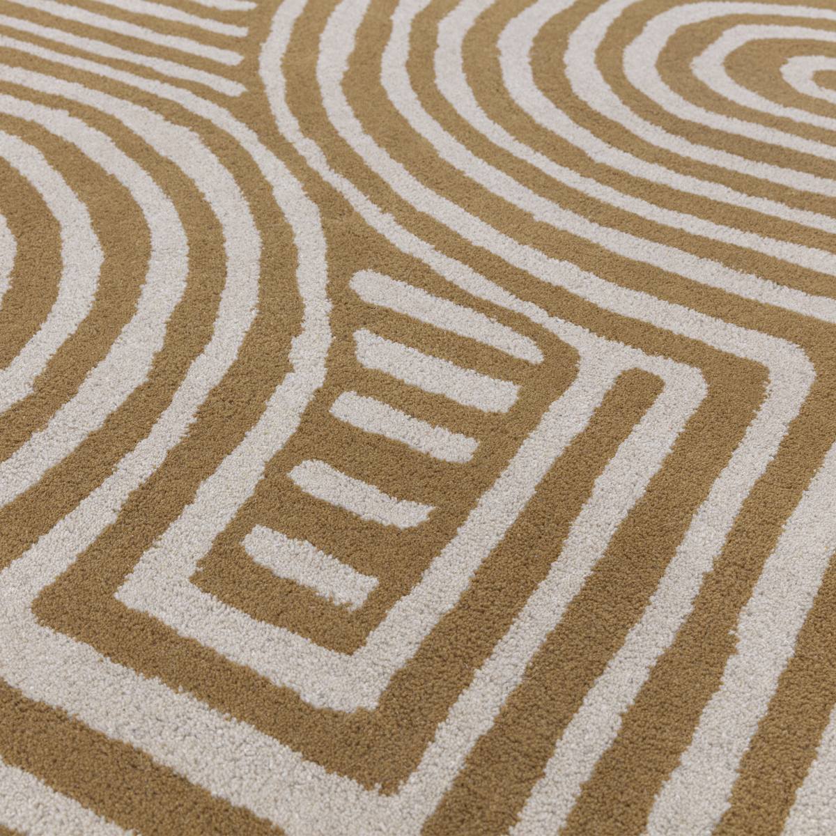 Reef Geometric Wool Rug - Curve Ochre RF28 Reef Geometric Wool Rug - Curve Ochre RF28