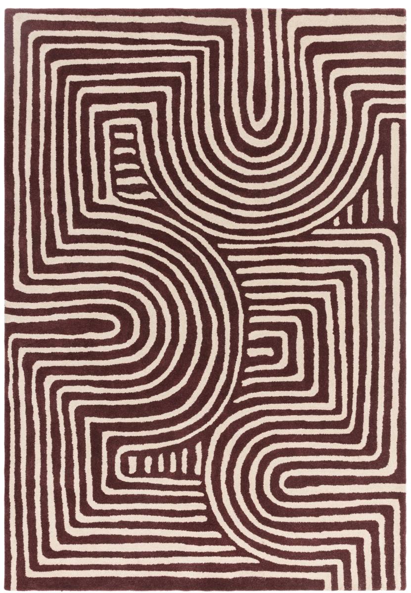 Reef Geometric Wool Rug - Curve Plum RF29