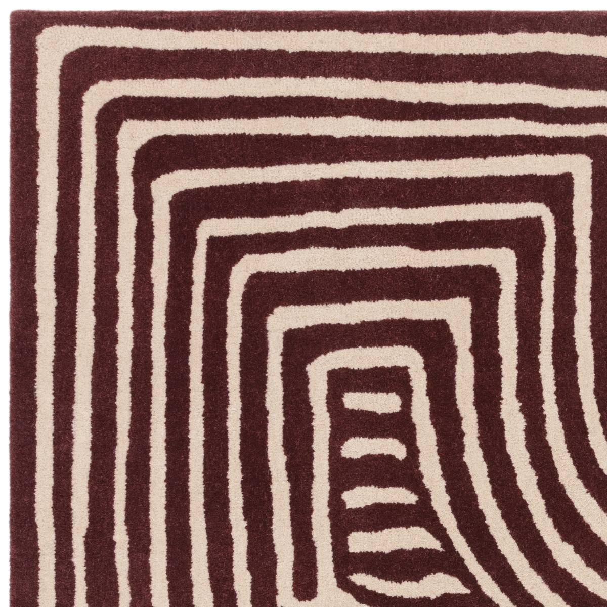 Reef Geometric Wool Rug - Curve Plum RF29