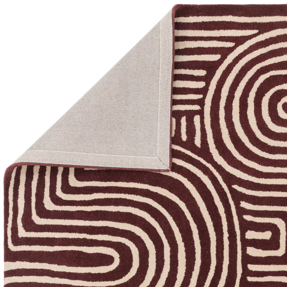 Reef Geometric Wool Rug - Curve Plum RF29