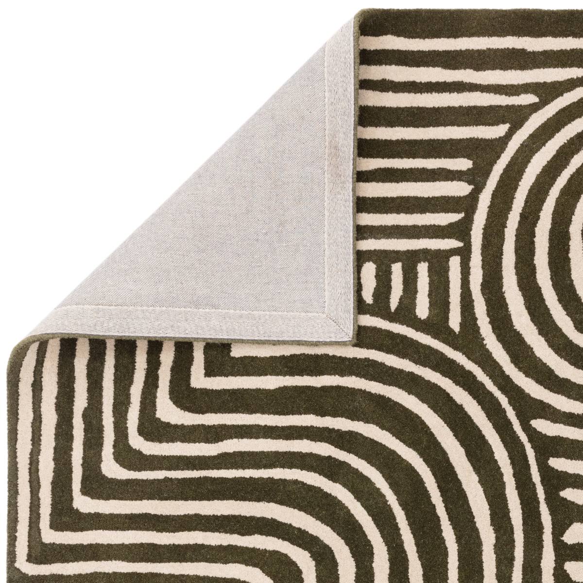 Reef Geometric Wool Rug - Curve Forest RF30