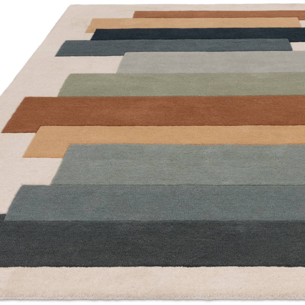 Reef Geometric Wool Rug - Stacks Green RF32