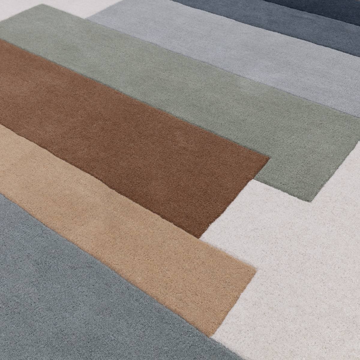 Reef Geometric Wool Rug - Stacks Green RF32 Reef Geometric Wool Rug - Stacks Green RF32