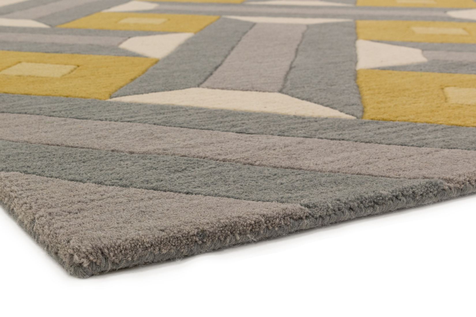 Reef Geometric Wool Rug - Motif Ochre Grey RF01