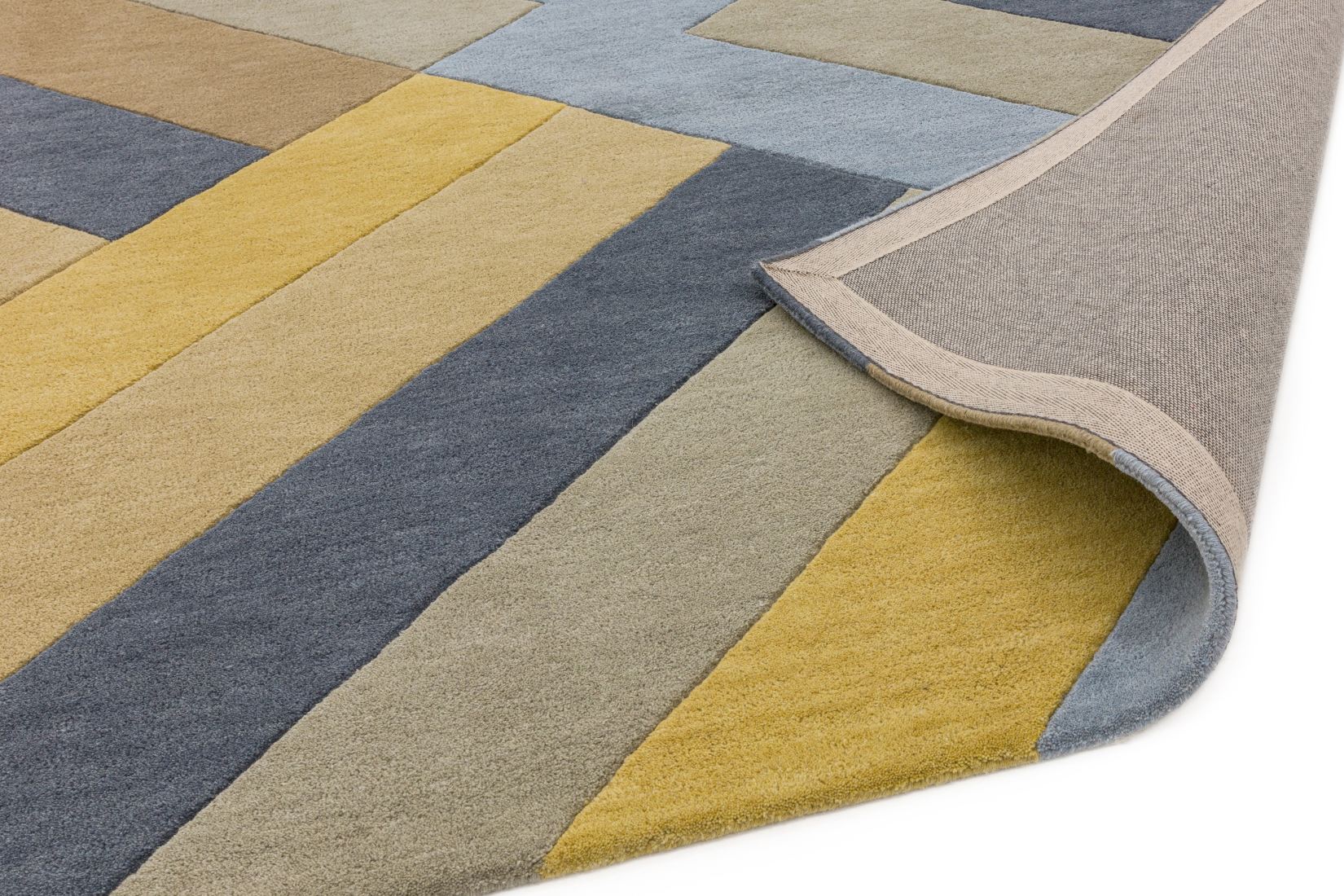 Reef Geometric Wool Rug - Big Zig Ochre Grey RF02