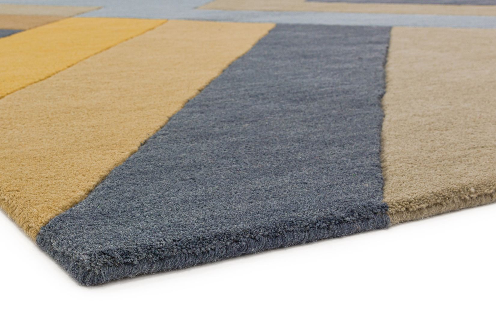 Reef Geometric Wool Rug - Big Zig Ochre Grey RF02