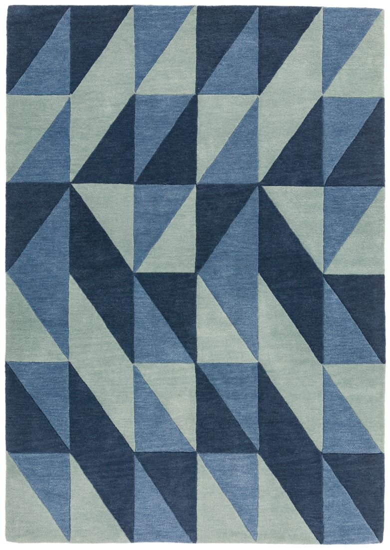 Reef Geometric Wool Rug - Flag Blue RF04