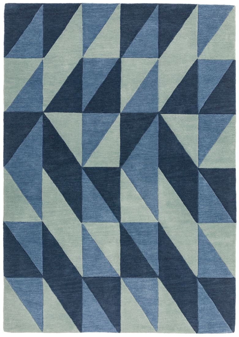 Reef Geometric Wool Rug - Flag Blue RF04 Reef Geometric Wool Rug - Flag Blue RF04
