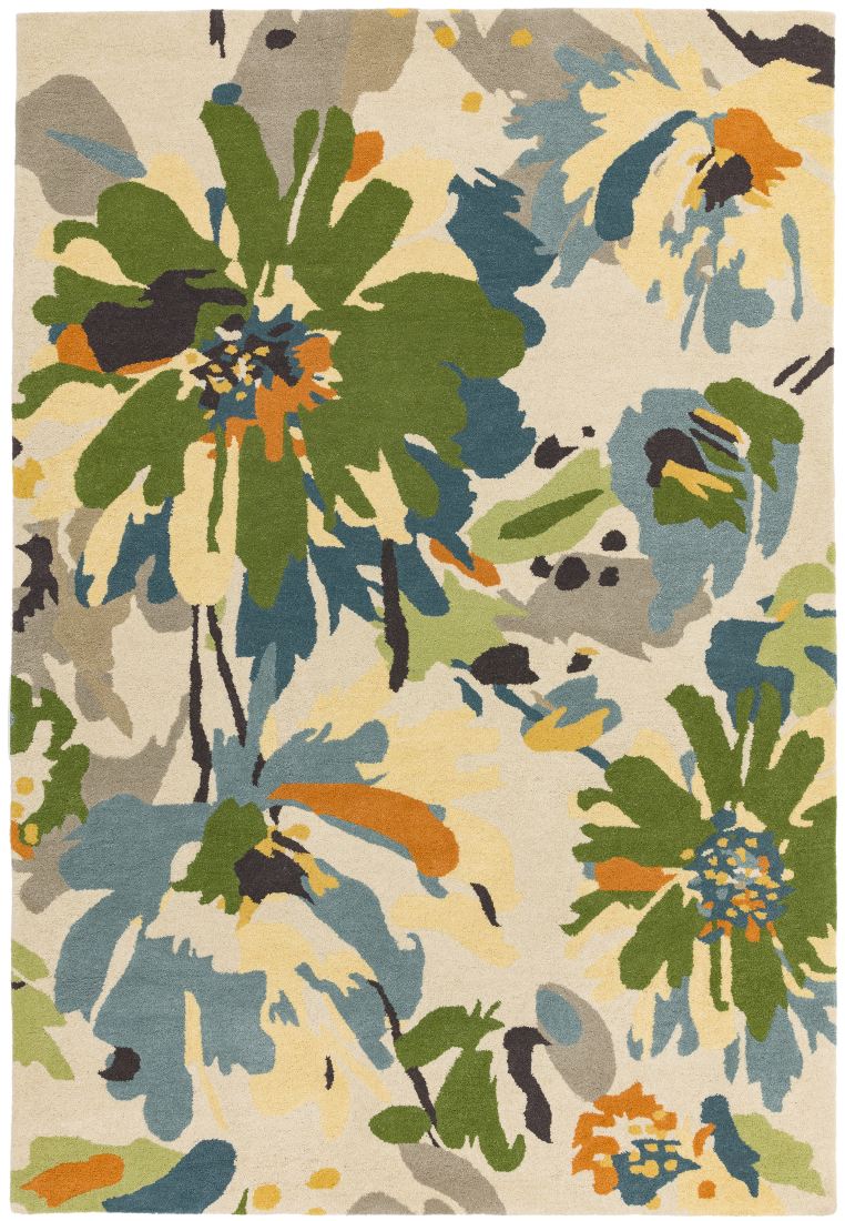 Reef Modern Wool Rug - Floral Green Multi RF11 Reef Modern Wool Rug - Floral Green Multi RF11