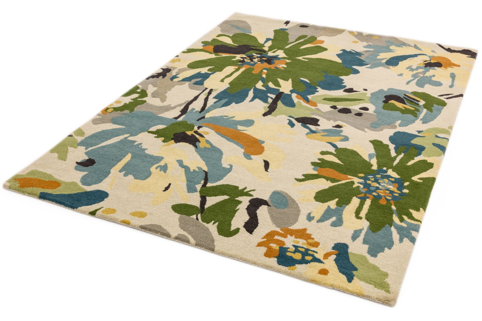 Reef Modern Wool Rug - Floral Green Multi RF11