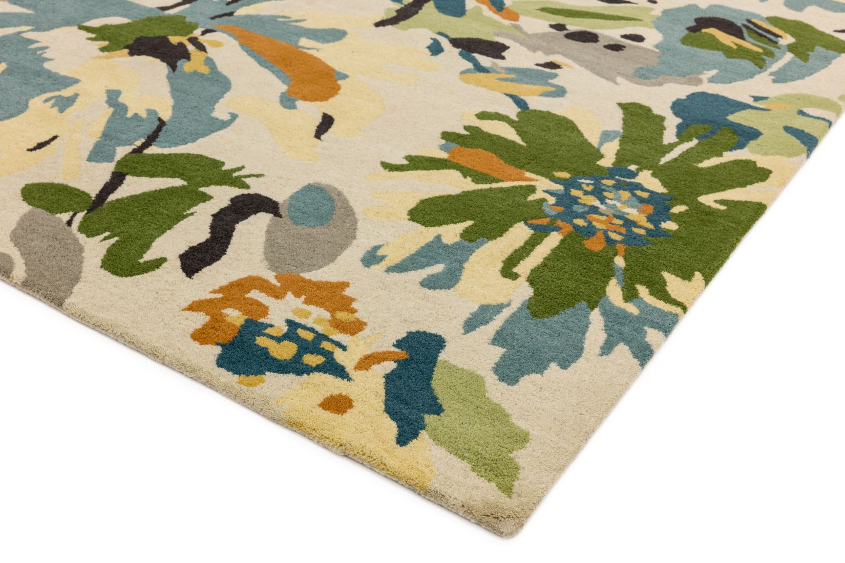 Reef Modern Wool Rug - Floral Green Multi RF11