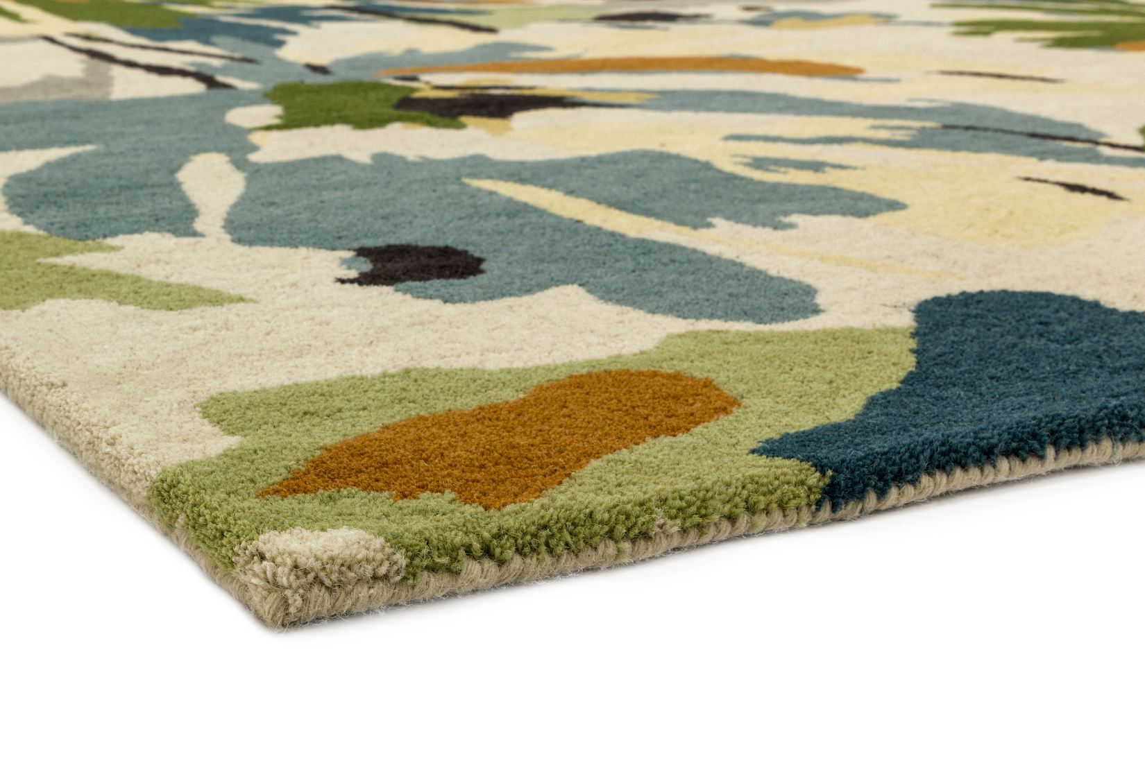 Reef Modern Wool Rug - Floral Green Multi RF11