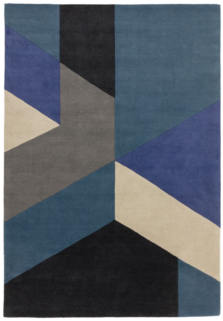 Reef Geometric Wool Rug - Big Geo Blue RF13