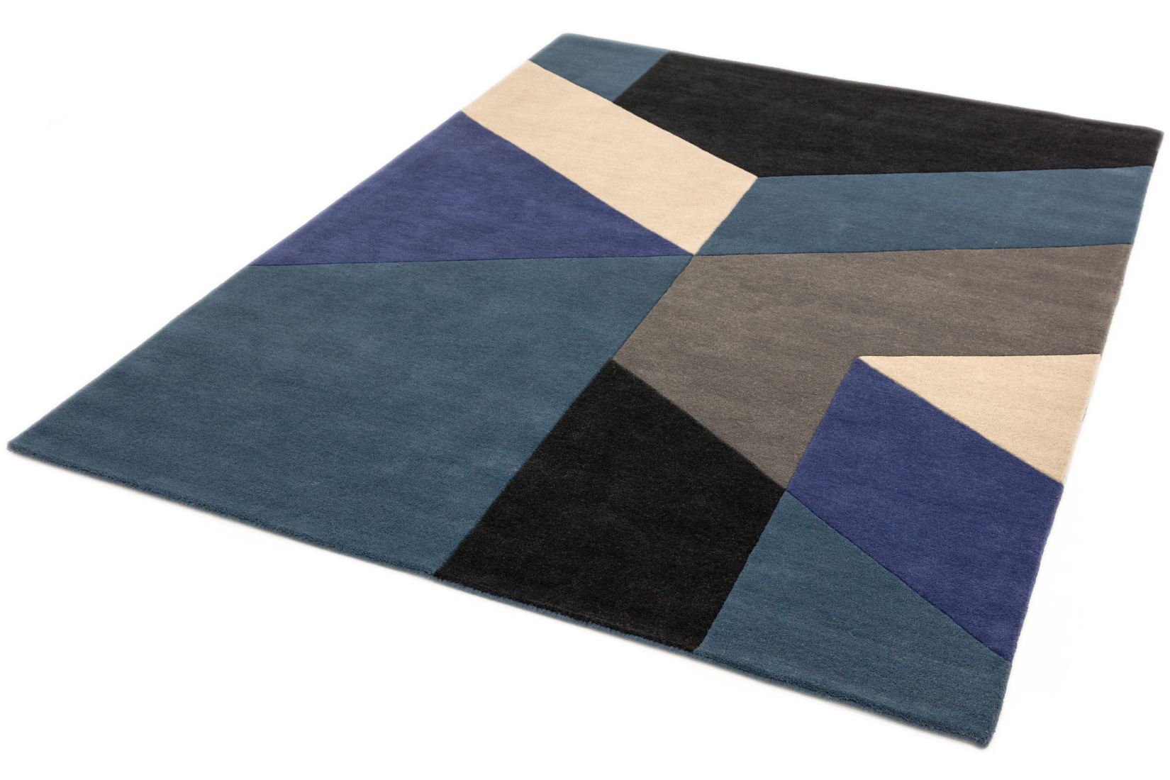 Reef Geometric Wool Rug - Big Geo Blue RF13