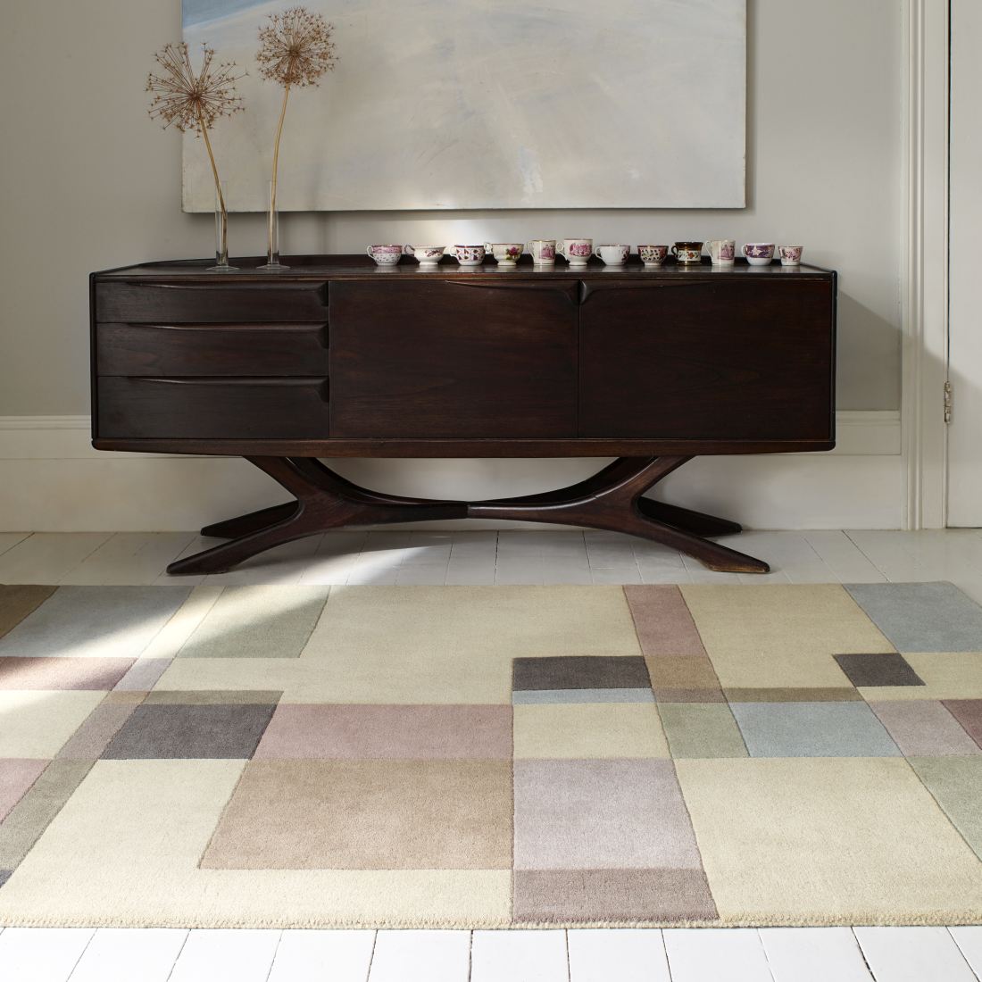 Reef Geometric Wool Rug - Blocks Pastel RF17 Reef Geometric Wool Rug - Blocks Pastel RF17