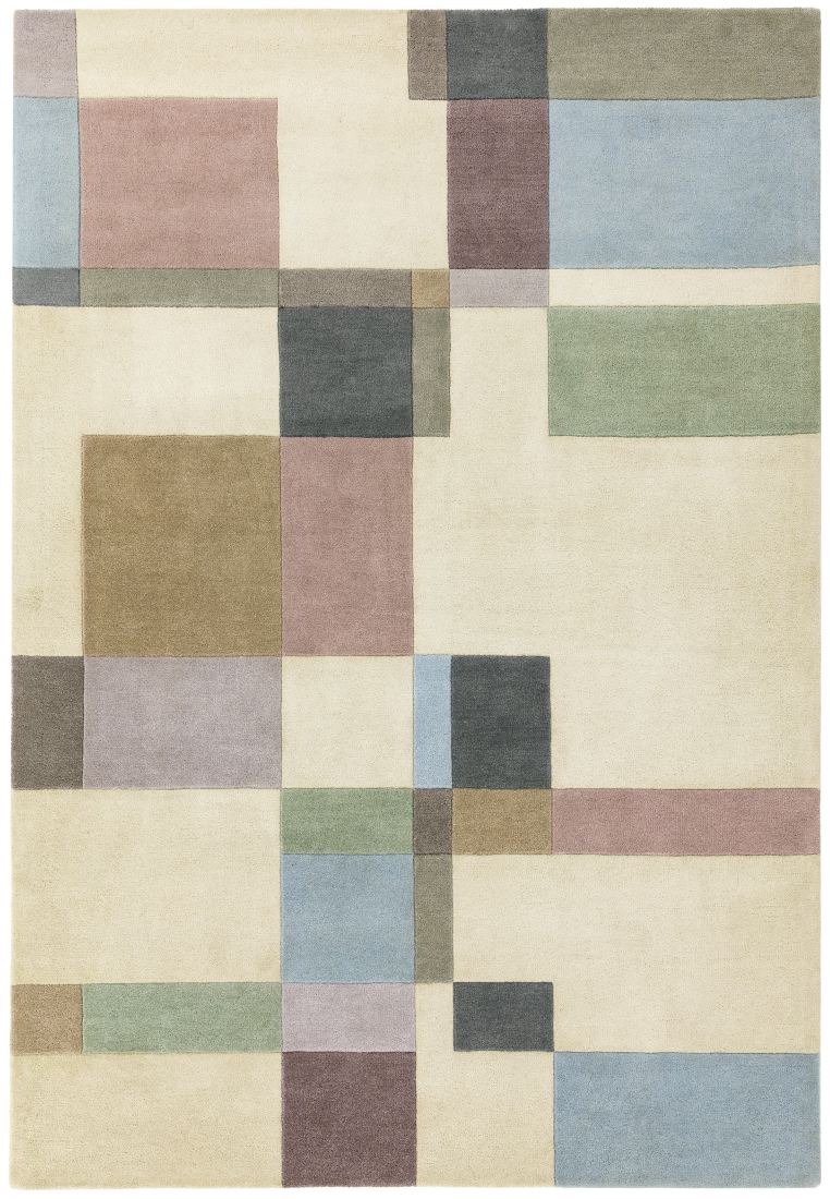 Reef Geometric Wool Rug - Blocks Pastel RF17