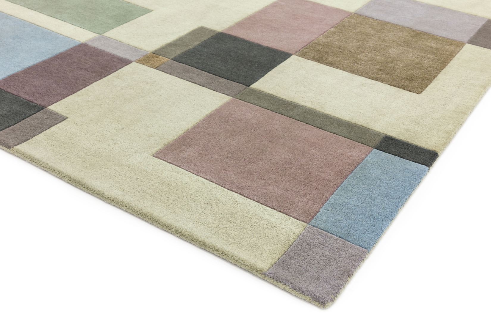 Reef Geometric Wool Rug - Blocks Pastel RF17 Reef Geometric Wool Rug - Blocks Pastel RF17