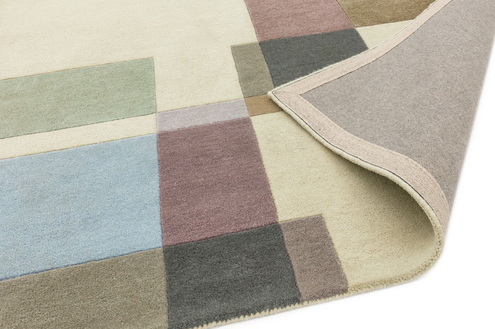 Reef Geometric Wool Rug - Blocks Pastel RF17 Reef Geometric Wool Rug - Blocks Pastel RF17