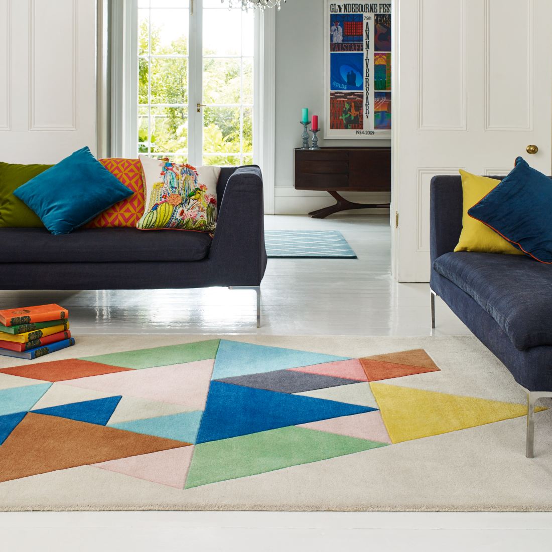 Reef Modern Wool Rug - Triangle Multi RF18