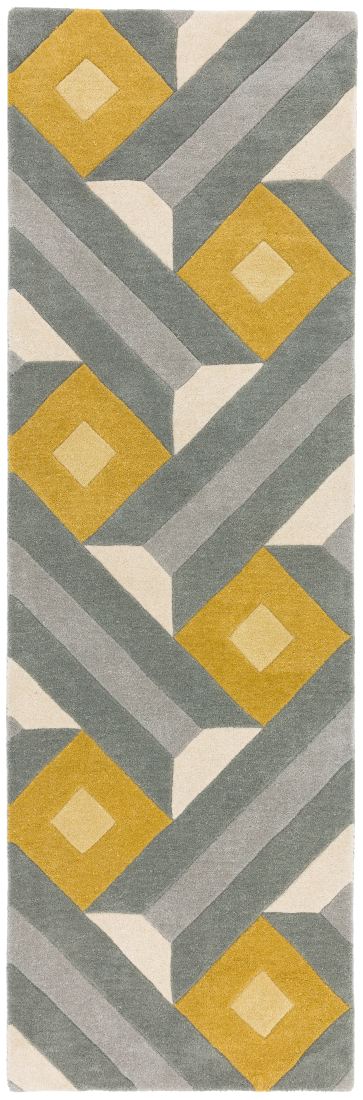 Reef Geometric Wool Rug - Motif Ochre Grey Reef Geometric Wool Rug - Motif Ochre Grey