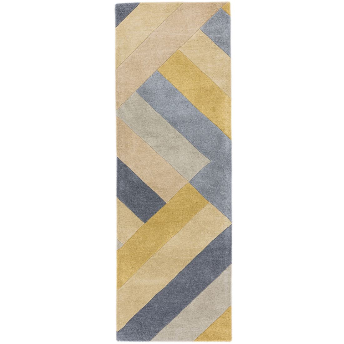 Reef Geometric Wool Runner - Big Zig Ochre Grey RF02