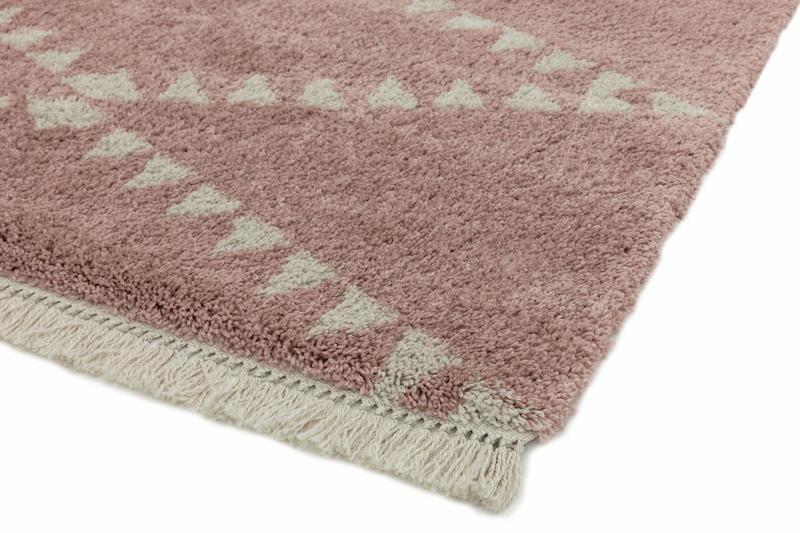Rocco Geometric Fringed Shaggy Rug - Pink RC01 Rocco Geometric Fringed Shaggy Rug - Pink RC01