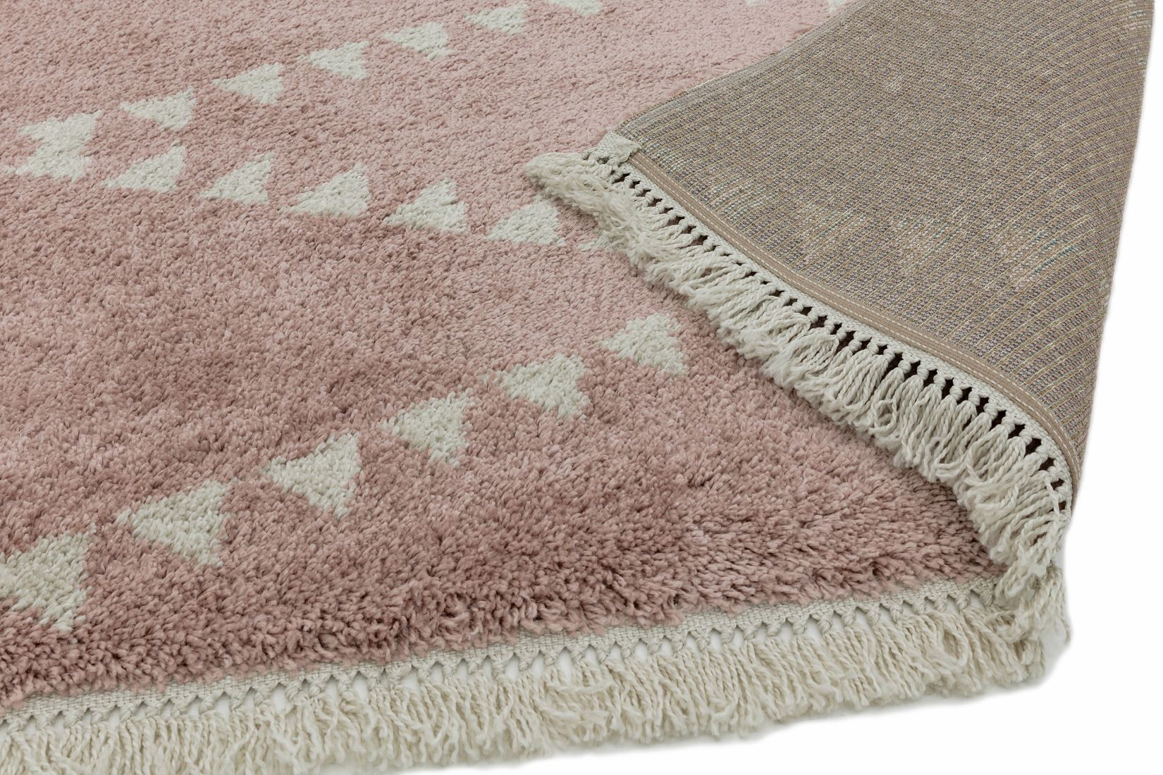 Rocco Geometric Fringed Shaggy Rug - Pink RC01 Rocco Geometric Fringed Shaggy Rug - Pink RC01