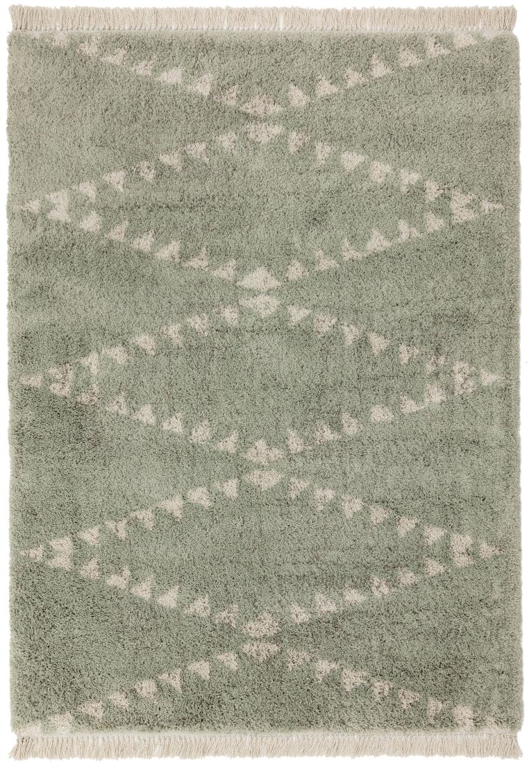Rocco Geometric Fringed Shaggy Rug - Green RC02 Rocco Geometric Fringed Shaggy Rug - Green RC02