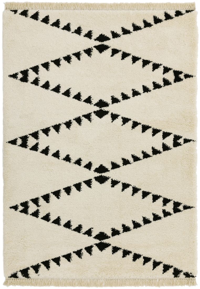 Rocco Geometric Fringed Shaggy Rug - Cream RC03 Rocco Geometric Fringed Shaggy Rug - Cream RC03