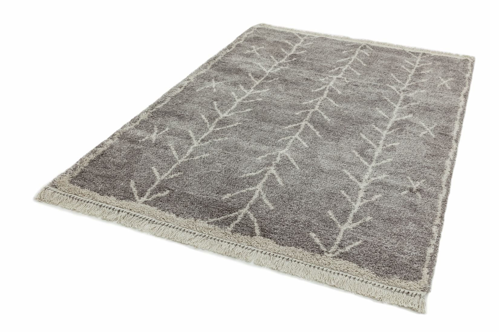 Rocco Tribal Fringed Shaggy Rug - Grey Arrow RC11