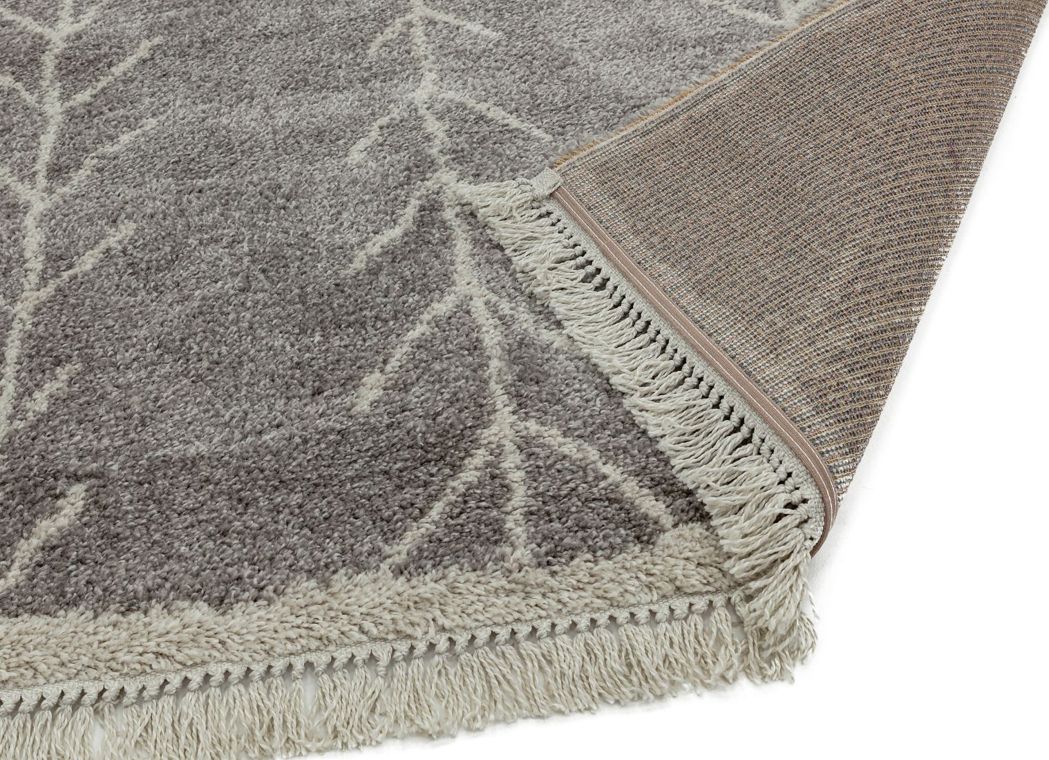 Rocco Tribal Fringed Shaggy Rug - Grey Arrow RC11