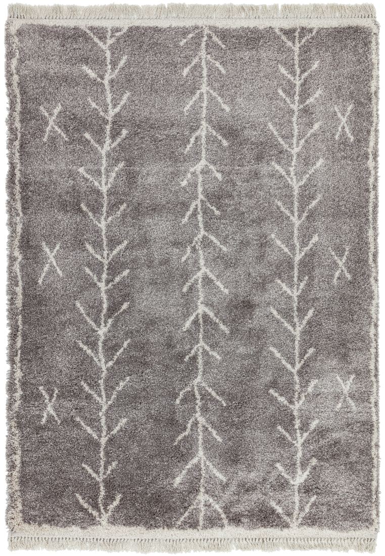 Rocco Tribal Fringed Shaggy Rug - Grey Arrow RC11